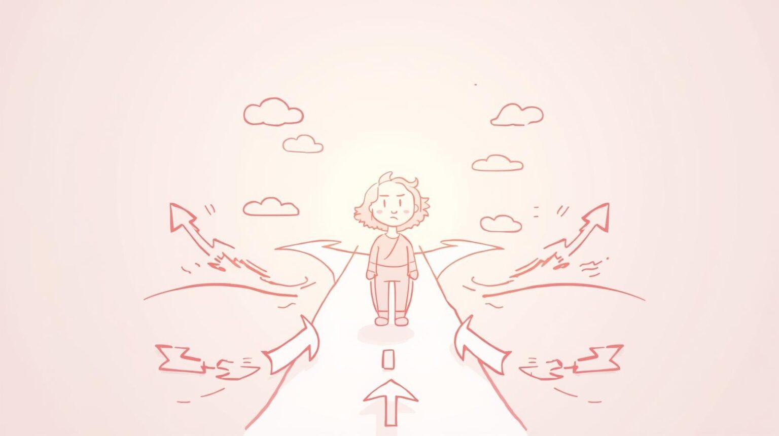 挫折を経て、自分の進むべき道を見つける瞬間を表したイラスト